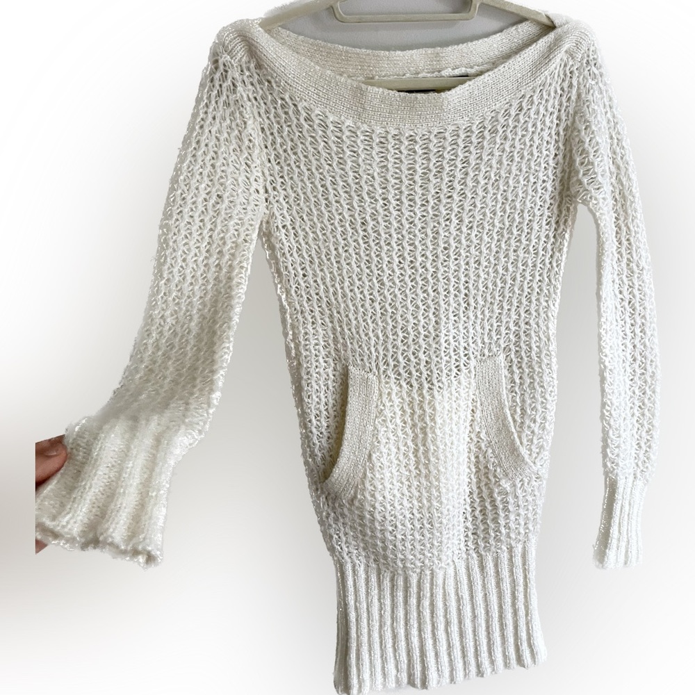 Stylish Sweater Dress in Chunky Knit Kangaroo Pocket Pouch by Moda International